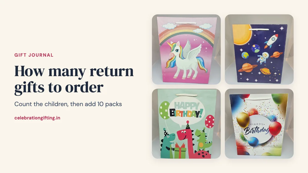 Unicorn, space, dinosaur and Happy Birthday printed gift bags from the Celebration Gifting catalogue